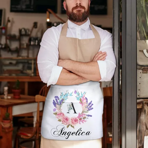 Miniatura 255 de AXKEUDO Delantal personalizado con bolsillos, delantales de cintura para camarera para cocinar en casa, restaurante, servir trabajo