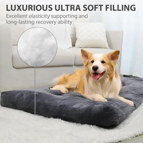 Miniatura 3 de Cama para perros, lavable para perros extragrandes, de franela gruesa, esponjosa, cómoda, antideslizante y antiarañazos, tapete para dormir para Gris