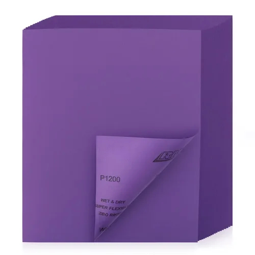 Miniatura 11 de Papel de lija de grano 80, 20 unidades, hojas de lija en seco y húmedo de 9 x 11 pulgadas, papel de arena abrasivo de alúmina púrpura para madera