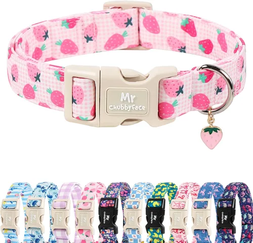 Miniatura 30 de MR.CHUBBYFACE· Collar de perro de primavera y verano, lindos collares de perro de limón verde, collar ajustable de tela natural suave para perros