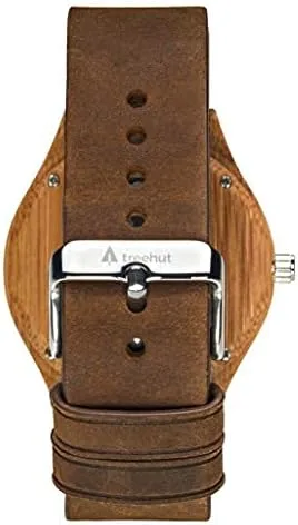 Miniatura 5 de Treehut - Reloj de pulsera para hombre de cuarzo de madera con correa de cuero de calidad superior