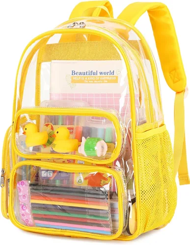 Miniatura 109 de CAMTOP Mochila transparente resistente y transparente para estudiantes, escuela, trabajo, festival, viajes, deportes, Beige, Mediana, Camtop Mochila