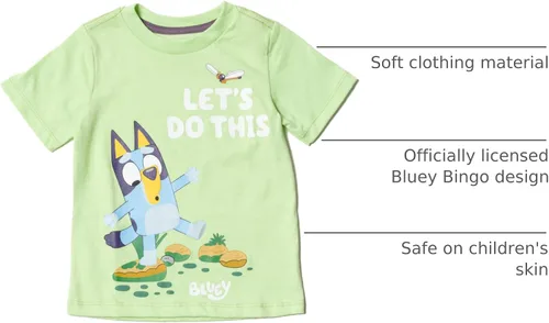 Miniatura 3 de Bluey Paquete de 3 camisetas para niños para verano, paquete de 3 camisetas de algodón para niños