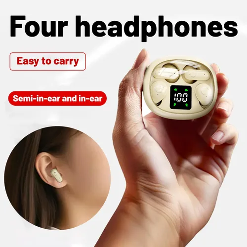 2-in-1 Mini Invisible Sleep Bluetooth Earbuds,Small Wireless Sleep Headphones for Side Sleepers,Bluetooth 5.4 Bass Stereo Sound Over-Ear Caqui
