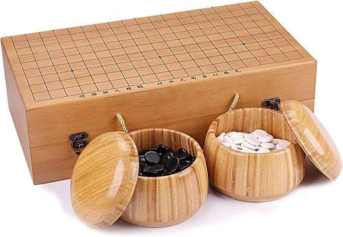 Miniatura 2 de 19x19 / Juego de Go de Alta Calidad en Caja de Regalo con Tablero de Piedras de Melamina Convexas Únicas y Juego de Cuencos de Bambú