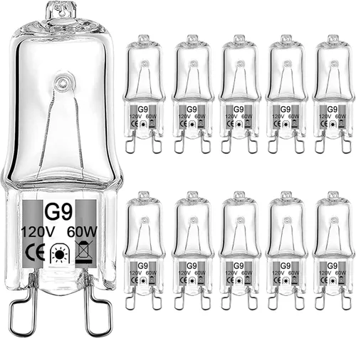 Miniatura 8 de Bombilla halógena G9 de 25 W, 120 voltios, regulable, tipo T4 JCD, base bi-pin para candelabros, colgantes, luces de gabinete, reemplazo de luces