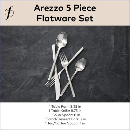 Miniatura 5 de FORTESSA Arezzo - Cubiertos de acero inoxidable 18/10, juego de 20 piezas con cuchillos de mesa, tenedores y cucharas (servicio para 4), apto