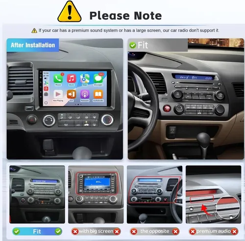 Miniatura 2 de 4Core+64G Android 15 Radio de coche para Honda Civic 2006-2011 inalámbrico Caplay Android Auto, 10 '' pantalla táctil estéreo navegación GPS WiFi