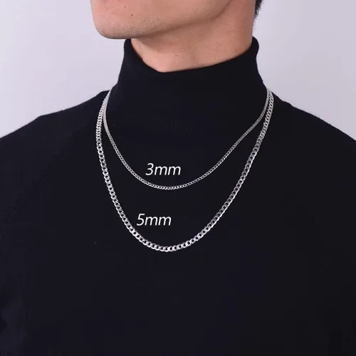 Miniatura 3 de PROSTEEL 925 Sterling Silver Cuban Link Chain Necklace, Dainty Figaro Chains, Solid & Shiny, 3mm5mm, 14-28 inch, Come Gift Box
