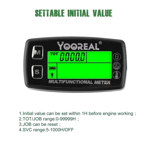 Miniatura 4 de Yooreal Medidor Digital de Temperatura del Motor, Tacómetro y Medidor de Horas, Sonda de Temperatura Removible, Impermeable para Motonieve, Soplador