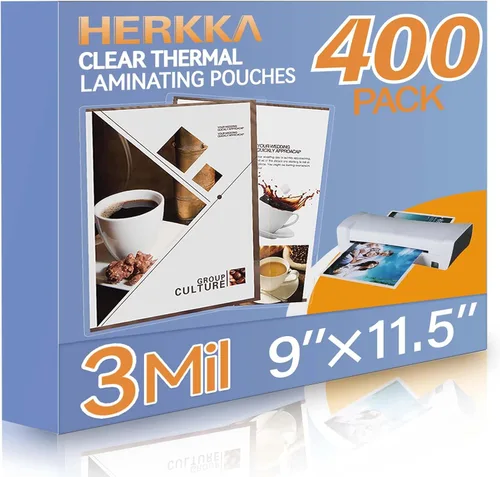 Miniatura 8 de HERKKA Paquete de 200 hojas de laminación, capacidad para hojas de 8.5 x 11 pulgadas, bolsas de laminación térmica transparentes de 3 mil, 9 x 11.5
