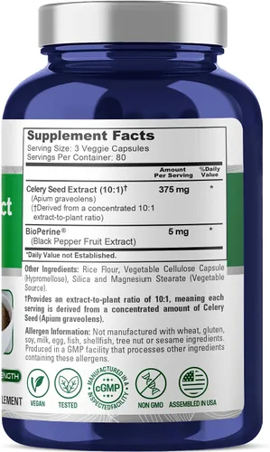 Miniatura 2 de NusaPure Cápsulas de semillas de apio, 375 mg, 240 cápsulas vegetales (sin OMG, veganas)