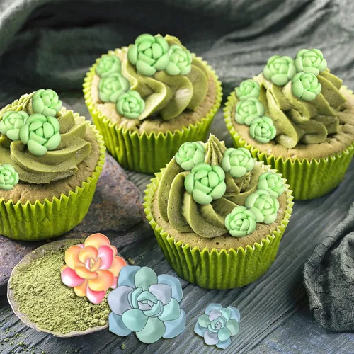 Miniatura 6 de Whaline Moldes de silicona 3D para fondant suculentas, cactus, hojas suculentas, moldes de resina, moldes de cultivo de plantas, cupcakes, galletas