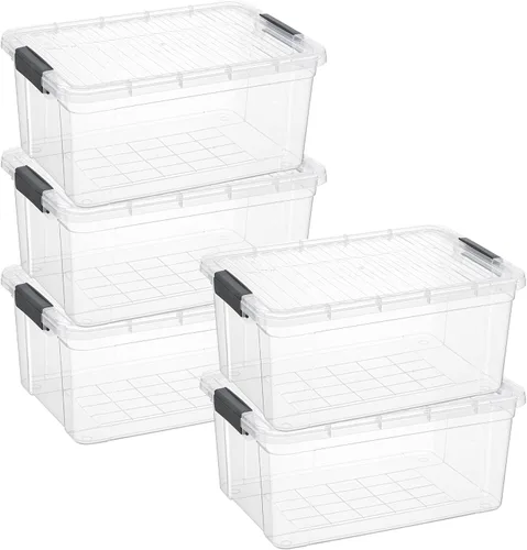 Miniatura 46 de Superio Cajas de almacenamiento transparentes con tapas, contenedores de plástico de 2.5 cuartos de galón para organizar, cajas apilables, sin BPA