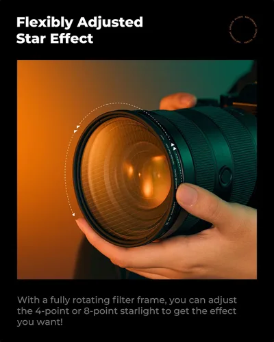 Miniatura 6 de K&F CONCEPT 82mm Filtro Variable de Estrellas Cruzado Filtro de Estrellas de 4, 8 Puntos -18 Capas de Recubrimiento Ultra Delgado de Vidrio Óptico