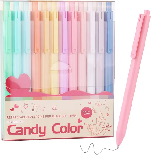WY WENYUAN Lindo bolígrafo de escritura suave de punta fina – Bolígrafo personalizado a granel, elegante colorido, tinta negra de 0.039 in,