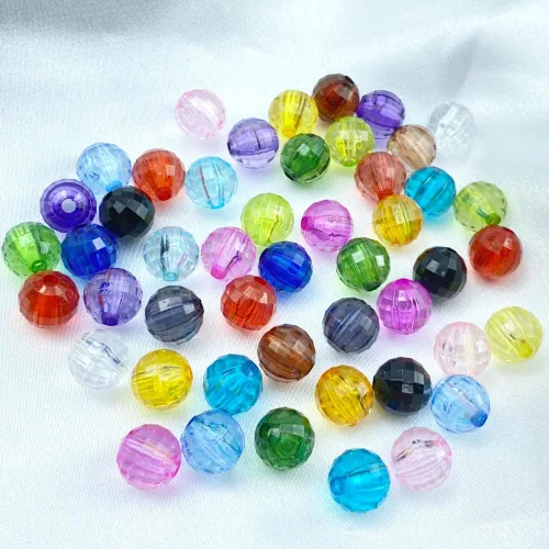 Miniatura 5 de 1000 cuentas facetadas redondas acrílicas de 0.236 pulgadas (0.236 in), cuentas espaciadoras de cristal, cuentas sueltas con múltiples facetas