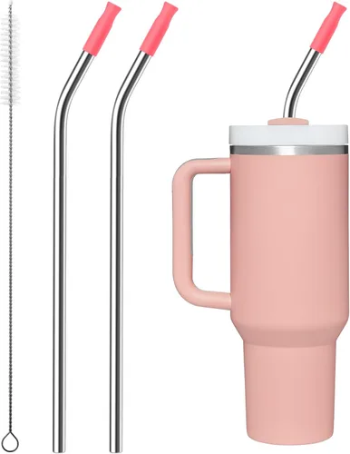 Miniatura 21 de 2 piezas de pajitas de acero inoxidable para vaso Stanley de 40 oz, accesorios de reemplazo para vaso Stanley de 40 oz con puntas de silicona