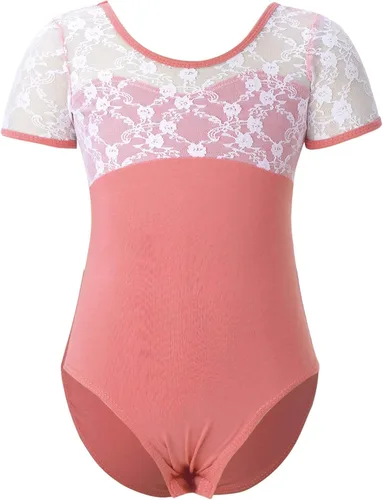 Miniatura 8 de JEATHA Leotardos de ballet para niñas, camisetas de baile, bailarina, encaje floral, con botones, entrepierna