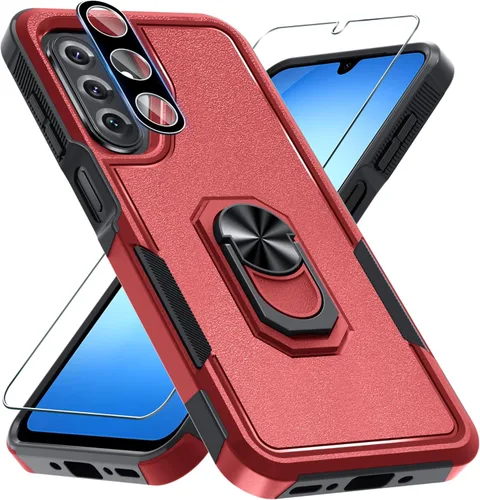Miniatura 28 de Janmitta Funda compatible con Samsung Galaxy A14 5G con protector de pantalla + protector de lente de cámara, funda resistente de servicio pesado