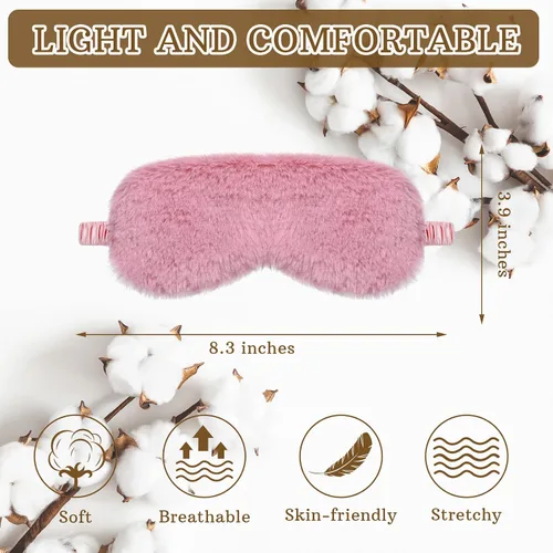 Miniatura 7 de Geyoga 8 máscaras de ojos de felpa a granel para dormir, máscara de ojos de piel sintética, recuerdos de fiesta de pijamas, máscaras para mujeres