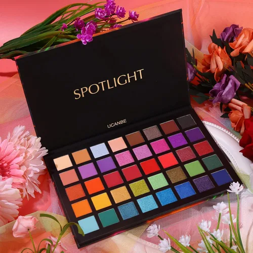 Miniatura 7 de UCANBE Spotlight Paleta de sombra de ojos profesional 40 colores sombra de ojos mate brillo paleta de maquillaje altamente pigmentado colorido polvo
