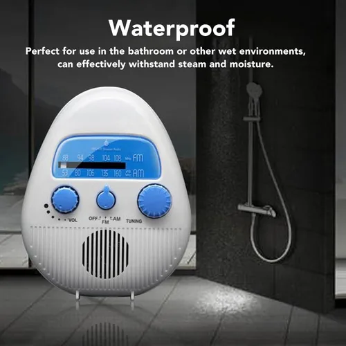 Miniatura 2 de Radio de ducha a prueba de agua, radio de baño portátil AM FM con altavoz integrado, para fácil sintonización y control de volumen