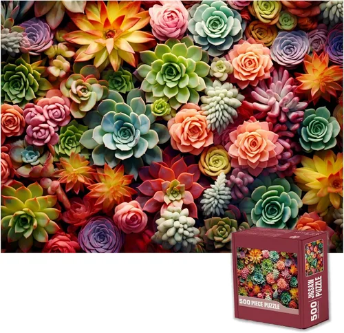 Rompecabezas de 500 piezas para adultos, plantas suculentas, rompecabezas familiar, regalo (suculenta, 500 piezas)