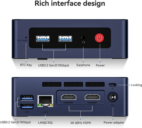 Miniatura 8 de Beelink Mini PC Mini S12 Intel 12th Lake N95 (3.4 GHz 4C/4T), 8 GB DDR4 256 GB SSD, pantallas HDMI 4K duales, mini computadoras compatibles
