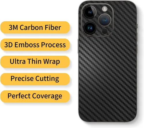 Miniatura 2 de Para iPhone 16 Plus Skin Wrap Carbon Phone Sticker Fiber Vinyl Ultra Thin Ultralight Decal Glass Protector Película protectora para bordes laterales