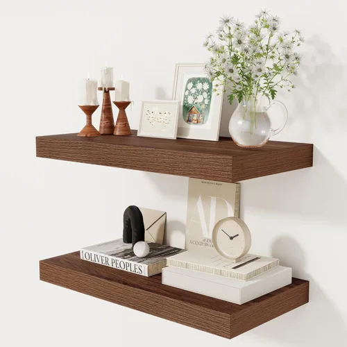 Miniatura 52 de Fun Memories - Estante flotante de 12 pulgadas, estantes de pared de madera rústica para decoración de pared y almacenamiento, estante flotante