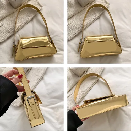 Miniatura 4 de Bolso de hombro pequeño para mujer, lindo bolso de mano hobo de noche, bolso de mano Y2K plateado brillante para fiesta, graduación, boda
