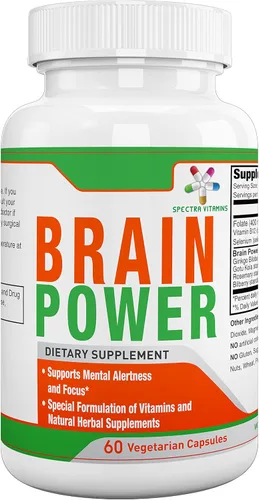 Poder cerebral, apoya la concentración, nootrópicos, mejora la memoria, estado de alerta para hombres y mujeres, ginkgo biloba, Gotu Kola, 60