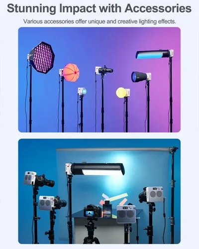 Miniatura 3 de Godox ML100R 110W RGB luz de video LED portátil, 1800K-10000K, HSI completo y CCT 1800K – 10,000K, CRI 95+, 14 FX, control de aplicación/a bordo