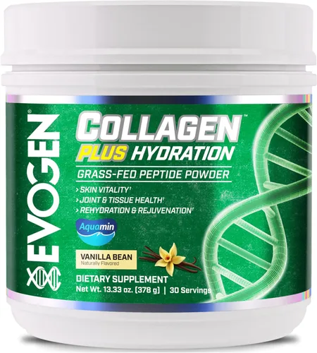 Evogen Collagen Plus Hydration - Colágeno alimentado con pasto para mujeres y hombres | Péptidos de colágeno en polvo | Colágeno en polvo que apoya