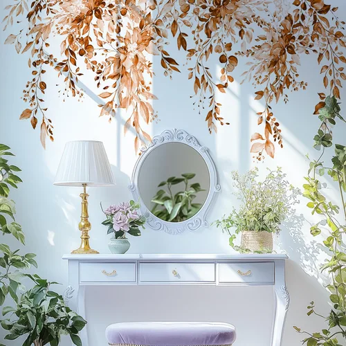 Miniatura 10 de Calcomanías de pared de flores y hojas para despegar y pegar, calcomanías grandes de vinilo floral para colgar, vid extraíble, decoración del hogar