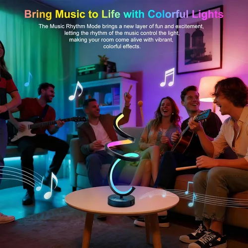 Miniatura 9 de Lámpara de mesa LED en espiral RGB, lámpara de noche creativa regulable, luz moderna que cambia de color para dormitorio, sala