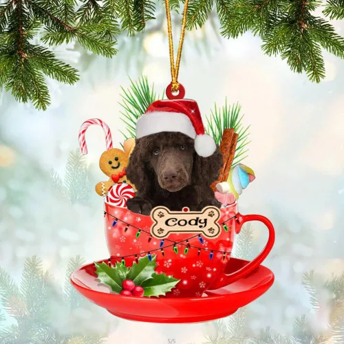 Miniatura 67 de NAZENTI Adorno personalizado de Alaskan Malamute en taza roja, adorno de Navidad personalizado para perros amantes de las mascotas, colgante
