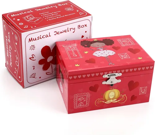 Miniatura 8 de FALUOS Joyero musical con bonita caja de música de princesa giratoria estuche de almacenamiento de joyas el mejor regalo de juguetes para niñas