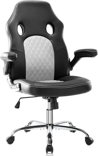Silla de oficina ergonómica para videojuegos, silla de oficina de piel sintética, silla de escritorio con respaldo alto, silla de trabajo giratoria