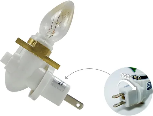 Miniatura 3 de BOXCASA Night Lamp Base 360 Plug in Night Light Module Includes 2 Bulbs Warm Yellow 360 Night Light Module DIY Stained Glass Metal Clip 2 Pin Plug