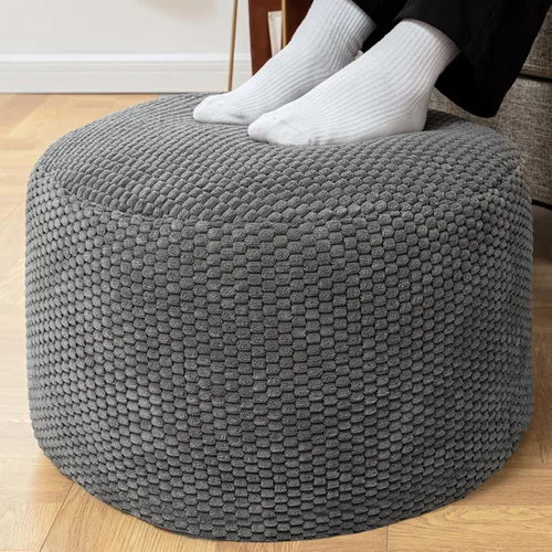 Miniatura 14 de Reposapiés otomano relleno redondo bohemio puf de piso asiento sillón reposapiés taburete cojín de piso saco puf otomano 18x18x14 pulgadas bosque