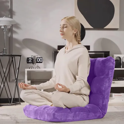 Miniatura 2 de Giantex Silla de suelo con soporte de espalda, 14 posiciones ajustables, cama plegable acolchada, sofá reclinable, sillas de suelo plegables