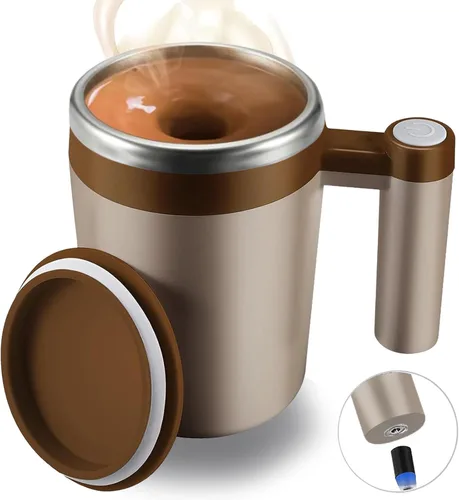 Miniatura 11 de Taza autoagitadora, taza de café magnética recargable con 2 barras de agitación, taza de mezcla automática impermeable para leche, cacao en la Rosa