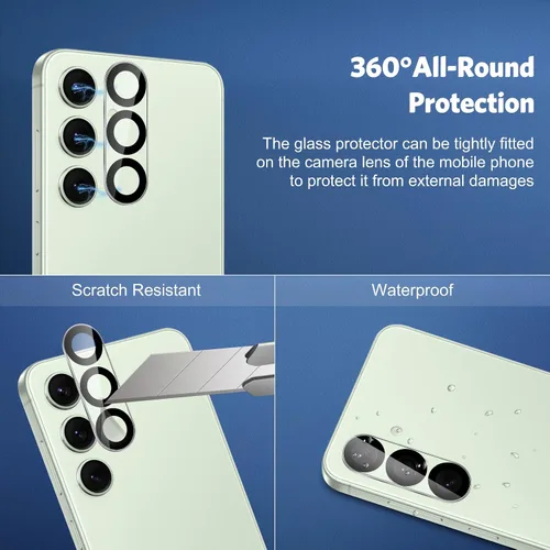 Miniatura 7 de OMOTON Paquete de 3+2 protectores de pantalla y protector de lente de cámara para Samsung Galaxy S24 FE, antiarañazos, sin burbujas