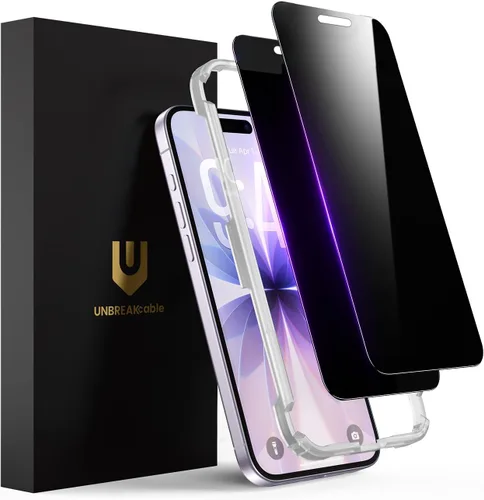 Miniatura 19 de UNBREAKcable Protector de pantalla de privacidad para iPhone 17 Pro, cobertura completa, vidrio templado inastillable, antiespía de 28°, dureza 9H