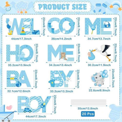 Miniatura 2 de Letrero de bienvenida para bebé niño con estacas, letrero azul de bienvenida para el patio del bebé, letrero de bienvenida con texto en inglés "It's