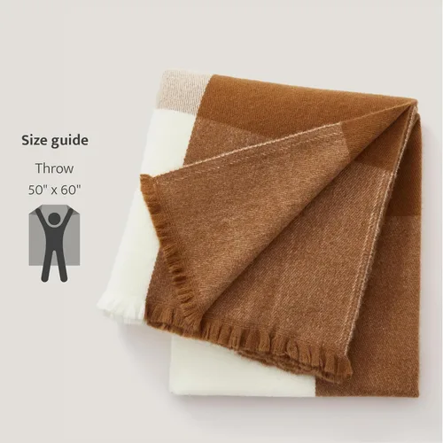 Miniatura 5 de Manta de Lana de Alpaca de Doble Costura - Manta Cálida y Suave para Sofá, Lujosa y Decorativa de Vellón, Cuadros de Otoño, Regalo para el Día