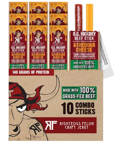 Miniatura 11 de Righteous Felon Paquete variado de palitos de carne seca Alto en proteínas, bajo en carbohidratos, keto, sin gluten, bajo en azúcar, saludable