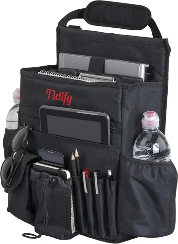 Tidify Organizador de Asiento Delantero de Coche [2025 ACTUALIZADO] con Almacenamiento Dedicado para Tablet y Laptop, Correas Laterales